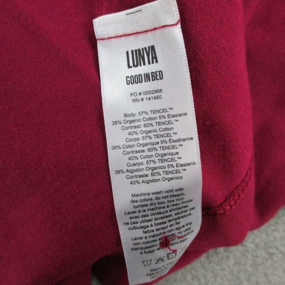 Lunya Slumberknit Long Sleeve Henley Short Set Womens XS Pomegranate Red Pajamas - Picture 14 of 16